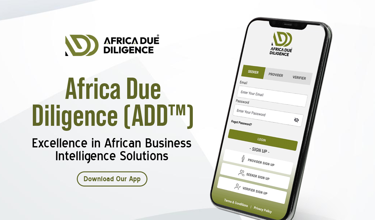 Africa Due Diligence app interface showcasing risk management features