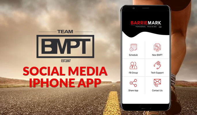 Screenshot of the Team BMPT Personal Training App interface.