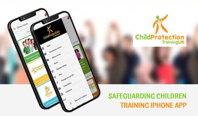 Screenshot of the Safeguarding Children Training iPhone app interface.