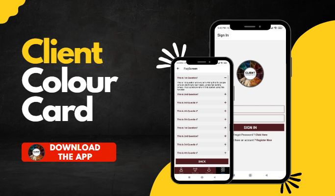 Hair Color and Style Saving App interface showcasing user profiles and hair styles.