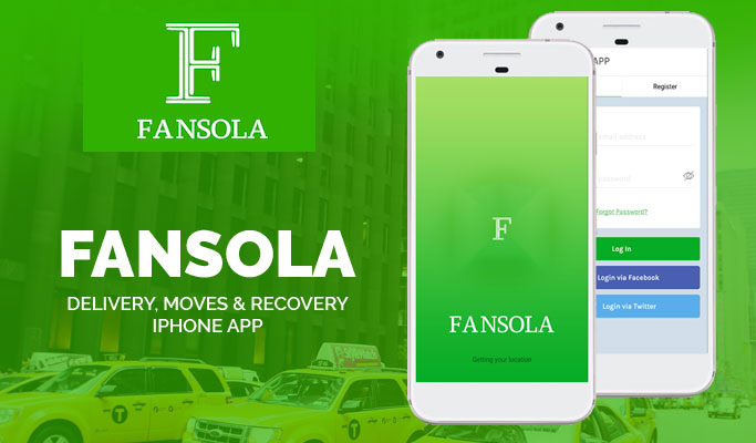 Screenshot of Fansola app interface showing delivery tracking features.