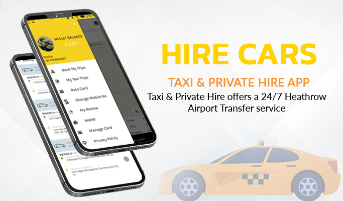 Screenshot of Taxi & Private Hire App showcasing its user interface.
