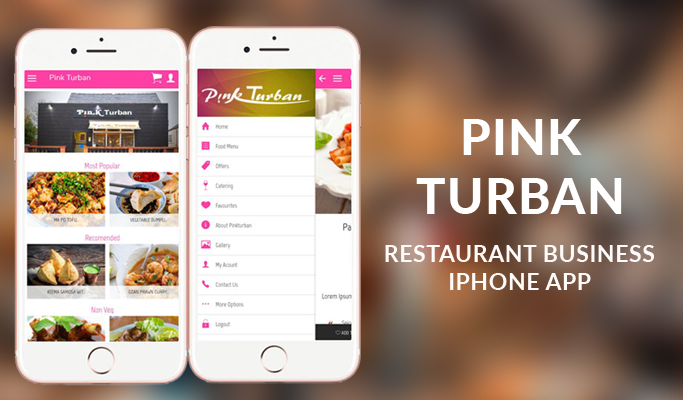 Pink Turban app interface showcasing food ordering options.