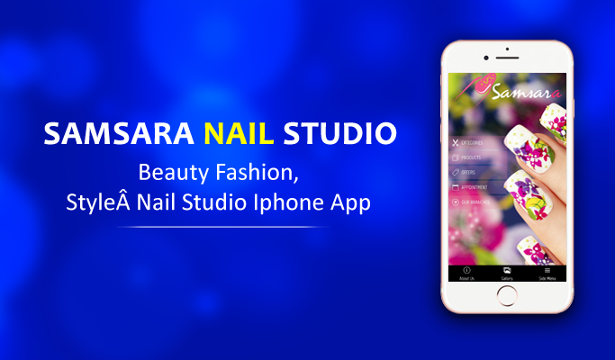Screenshot of Samsara Nail Studio iPhone app interface.