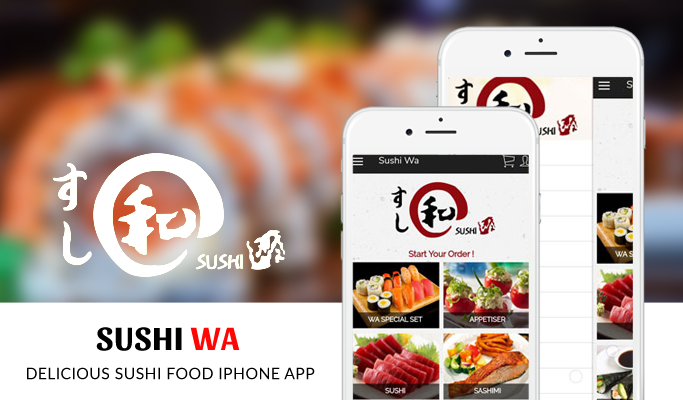Sushi Wa app interface showcasing Japanese food ordering features