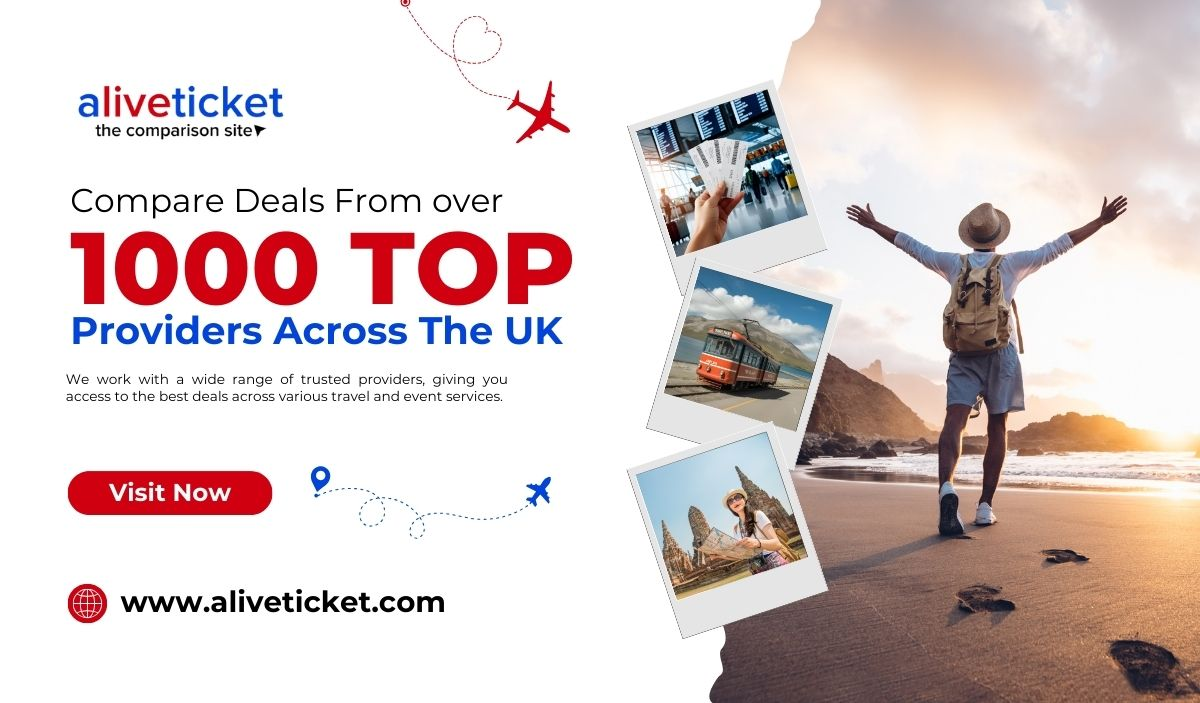 Alive-Ticket.com Travel Deals Banner Featuring a Happy Traveller