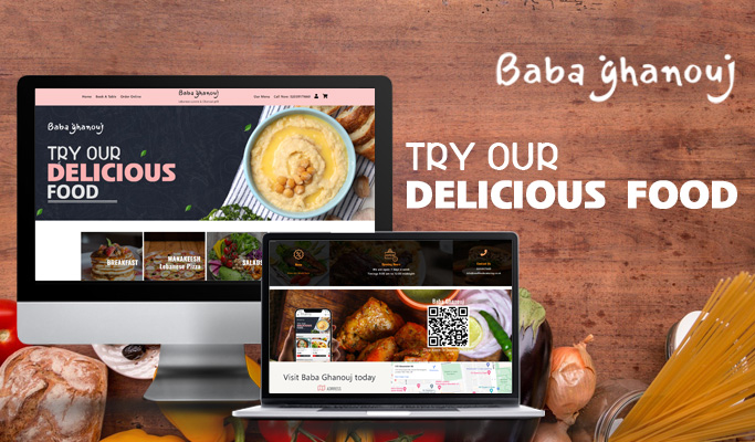 Screenshot of the Baba Ghanouj website showcasing its design.