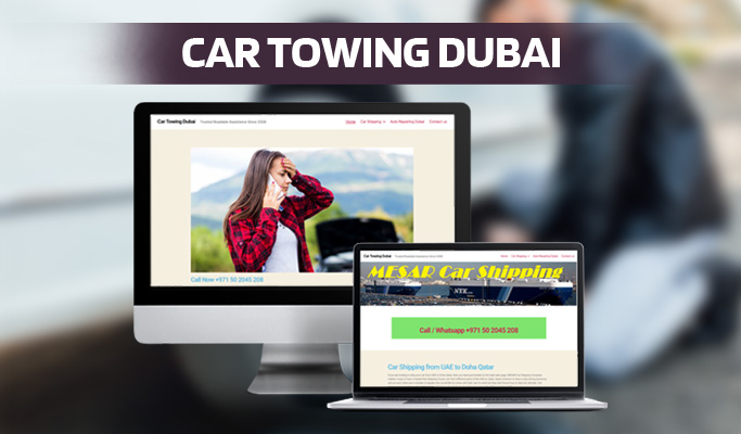 Screenshot of the car towing service website homepage.