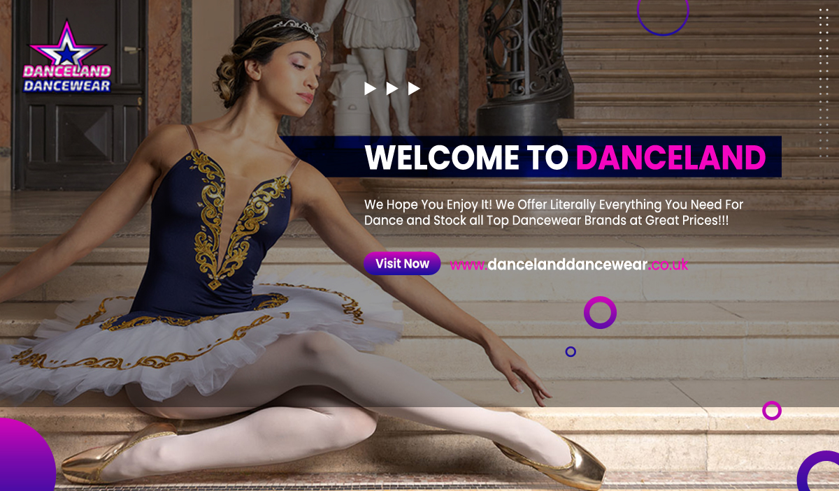 Danceland Dancewear online shop displaying various dance apparel and accessories