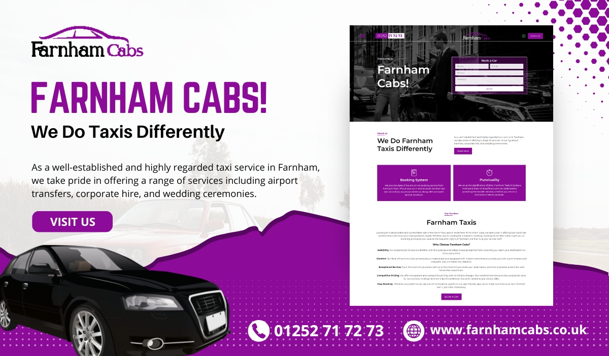 Farnham Cabs Website Showcasing Professional Taxi Services