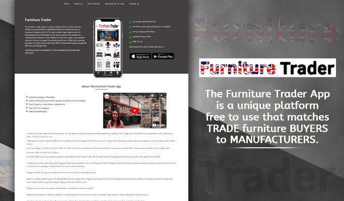 Screenshot of Furniture Trader website homepage displaying carpet listings.