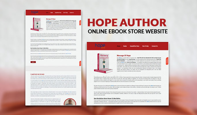 Screenshot of Hope Author's online eBook store homepage.