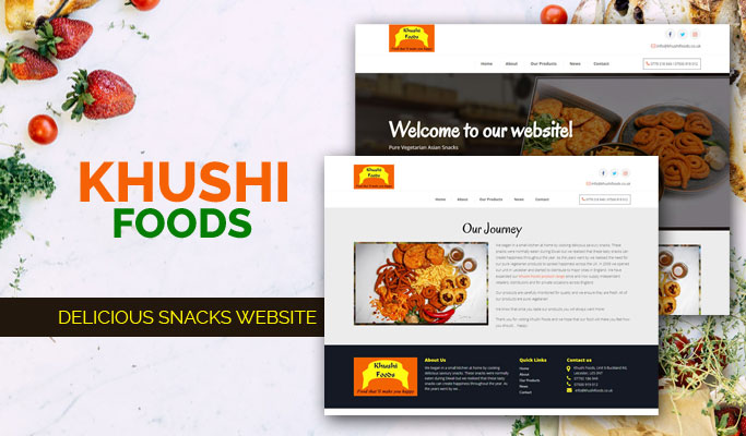 Screenshot of Khushi Foods eCommerce website homepage.