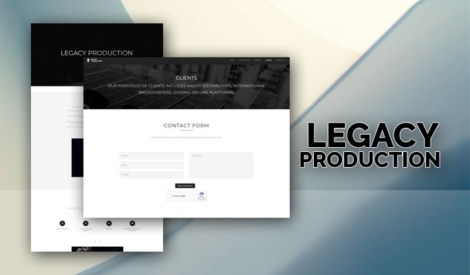 Screenshot of Legacy Production website homepage designed by V1 Technologies.