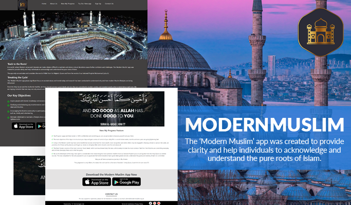 Modern Muslim website homepage screenshot