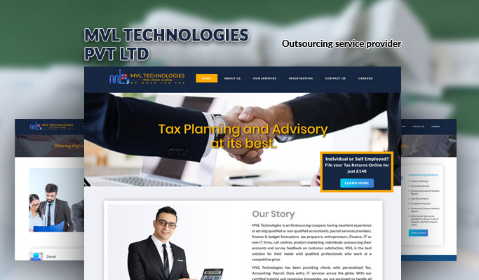 Screenshot of the financial consultancy website developed by V1 Technologies.