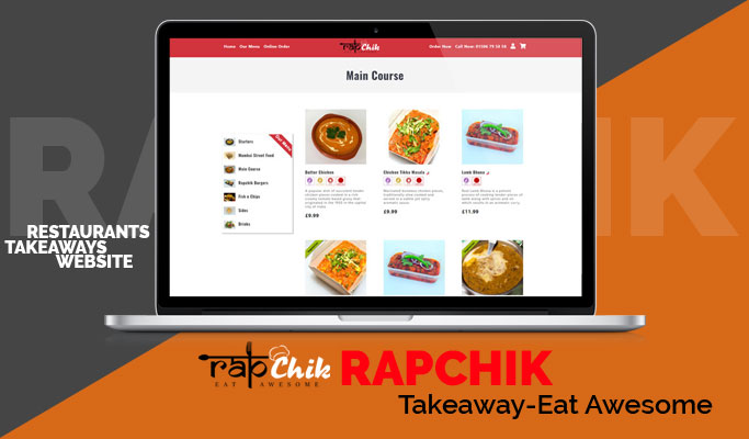Screenshot of RapChik Takeaway website showcasing its modern design.