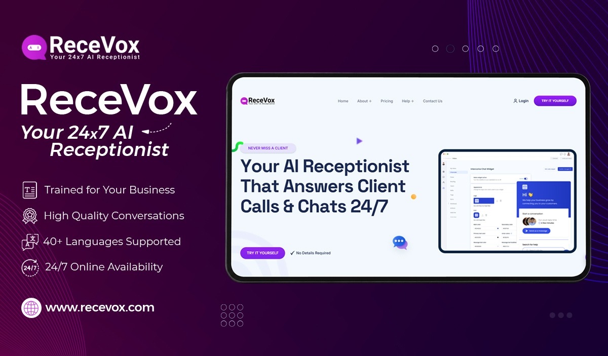 Recevox AI Receptionist Chat Solution Website Design