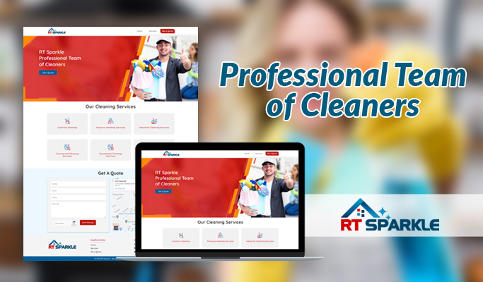 Screenshot of RT Sparkle Cleaning Services website homepage.