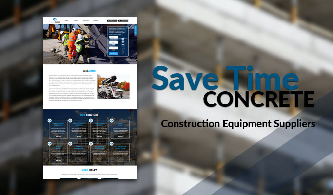 Save Time Concrete website showcasing concrete supplier services.