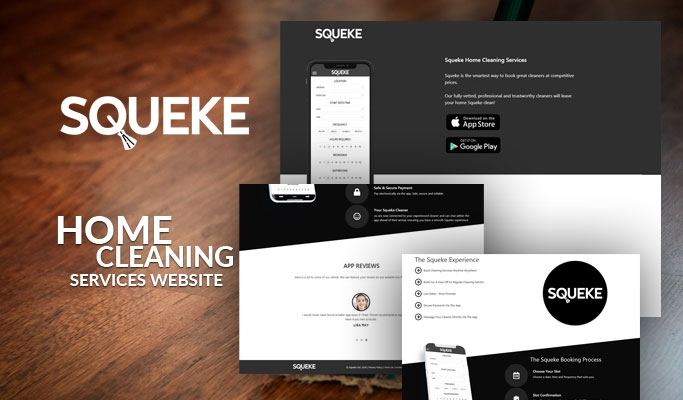 Screenshot of Squeke home cleaning services website.