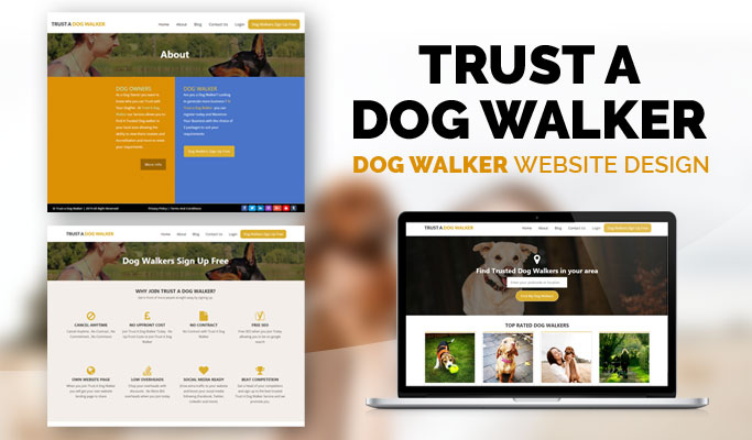 Dog walking services website homepage