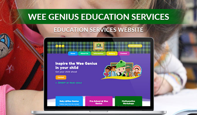 Screenshot of Wee Genius Education Services website homepage
